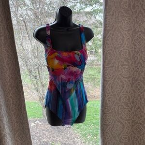 Gottex  14 Women's Multicolor Abstract one piece bathing suit NWT
